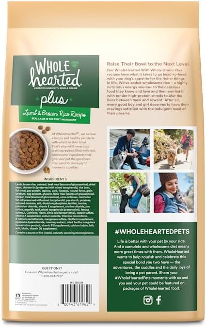 WholeHearted Plus Lamb & Brown Rice Recipe with Whole Grains Dry Dog Food 30 lbs