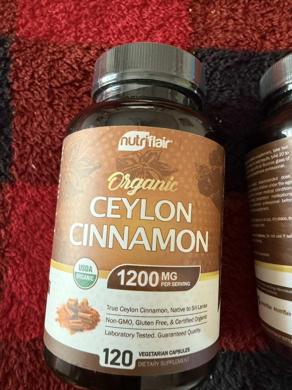NutriFlair Organic Ceylon Cinnamon Supplement 1200mg, 120 Count (Pack of 1)