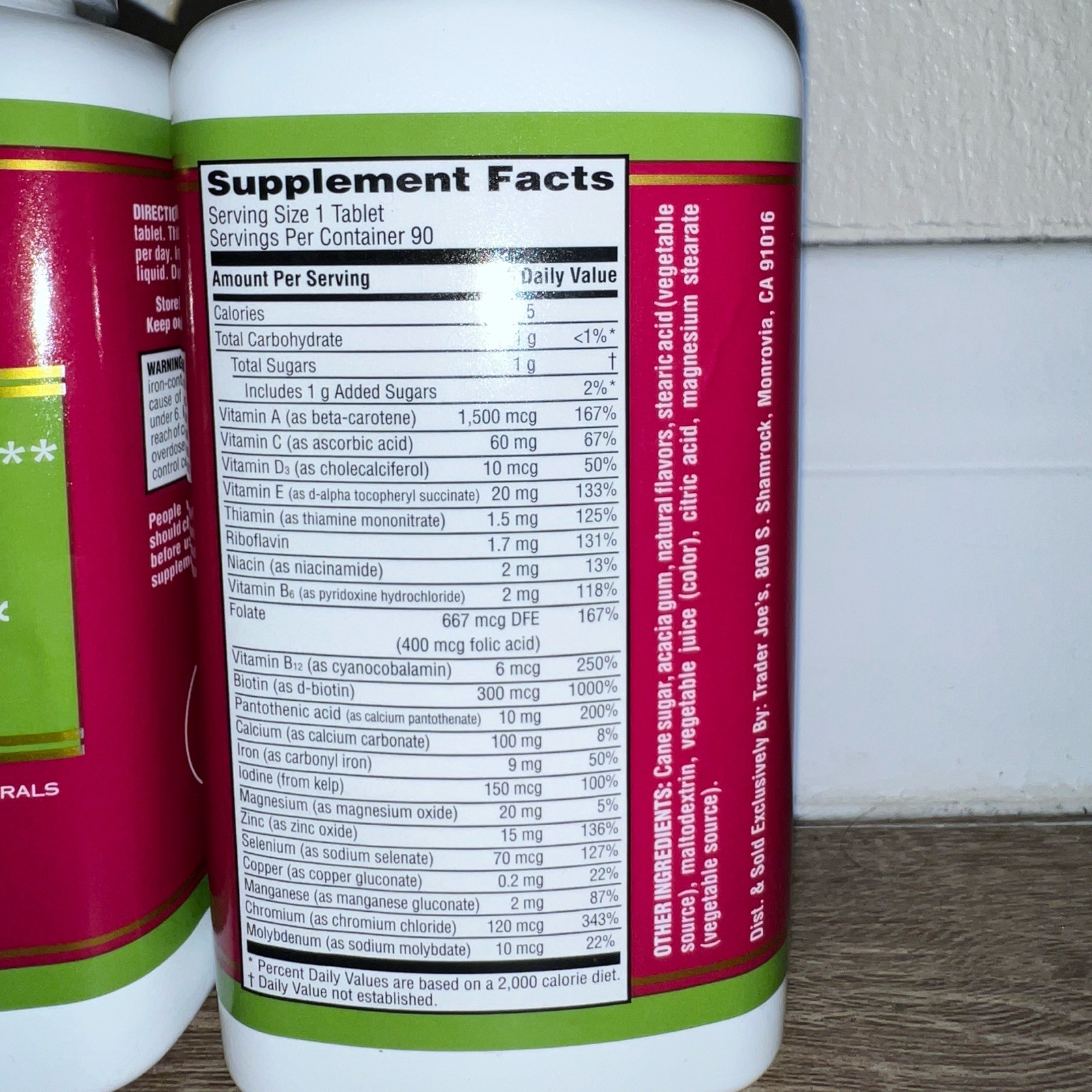 Trader Joe’s High Potency Chewable Multivitamin & Mineral Formula,90 Tablets 2pk