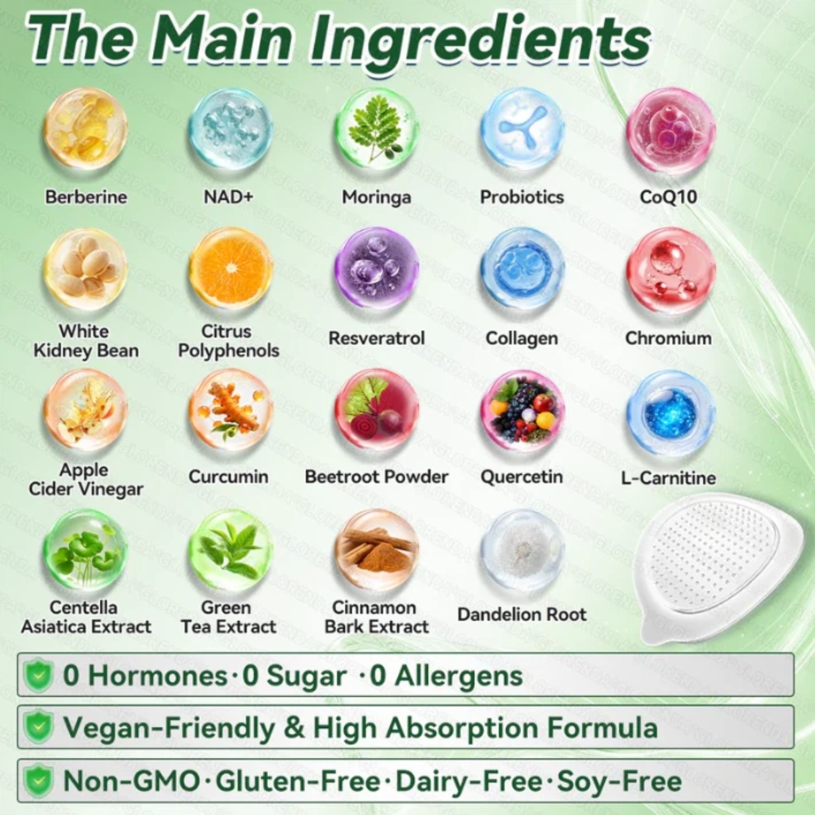 Berberine 10 in 1 Advanced Nano Microneedle Patch for Weight Loss 7 PCS Moringa.
