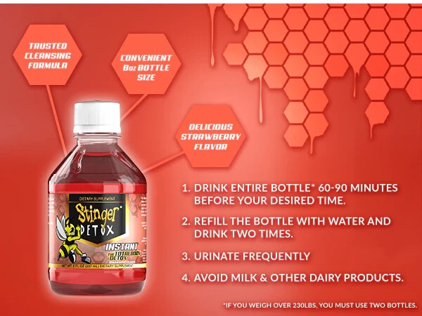 Stinger Detox Instant Detox Regular Strength Drink | Strawberry | 8 FL OZ