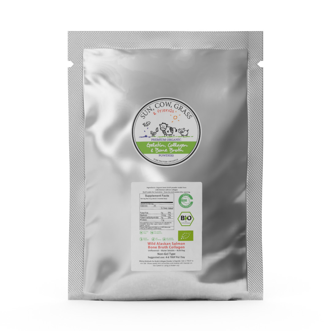 Wild Alaskan Salmon Bone Broth Powder – Pure Protein Organics 2LB Unflavored