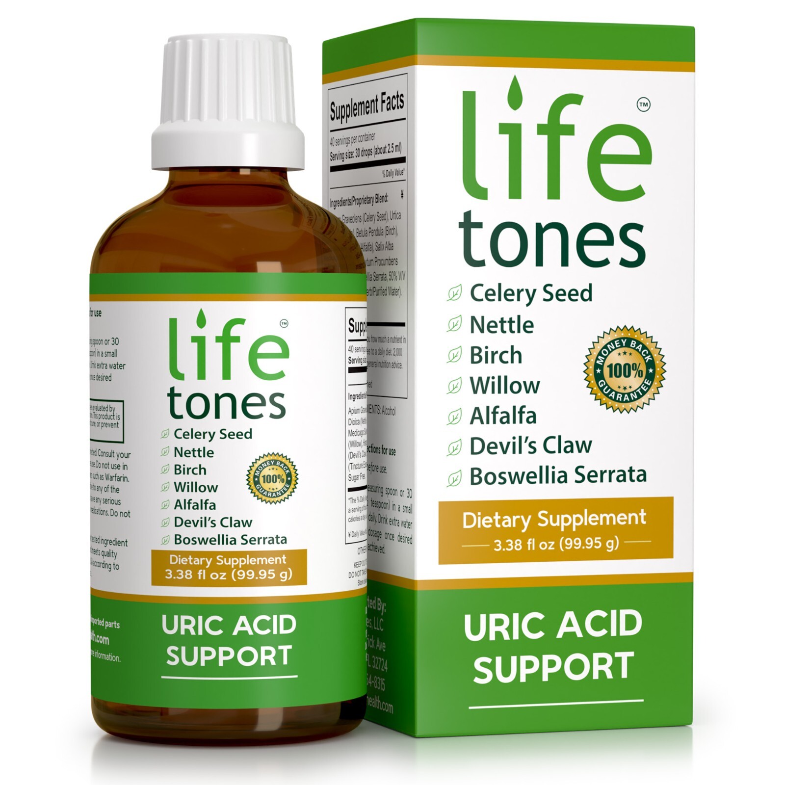 Lifetones Uric Acid Support Liquid Tincture – 3.38 Fl Oz