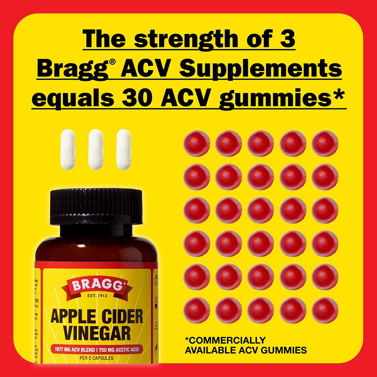 Bragg Apple Cider Vinegar Capsules Vitamin D And Zinc – 90 Capsules – Supports