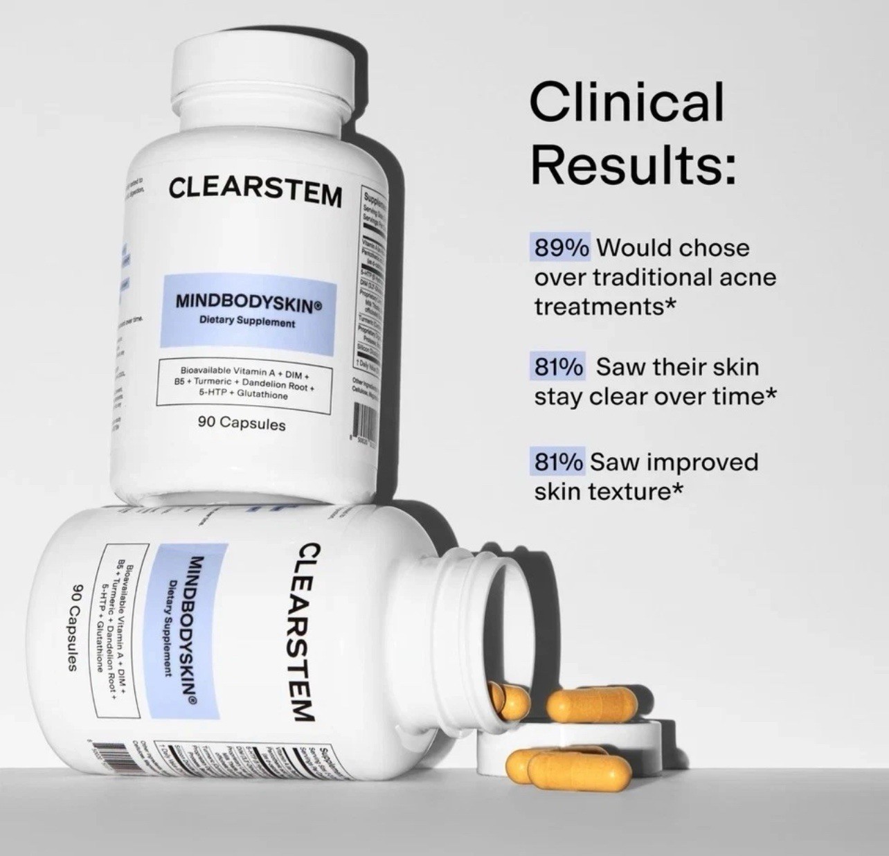 CLEARSTEM Hormonal Acne Supplement,for Mood Stress DIM for Hormone Balance 90ct