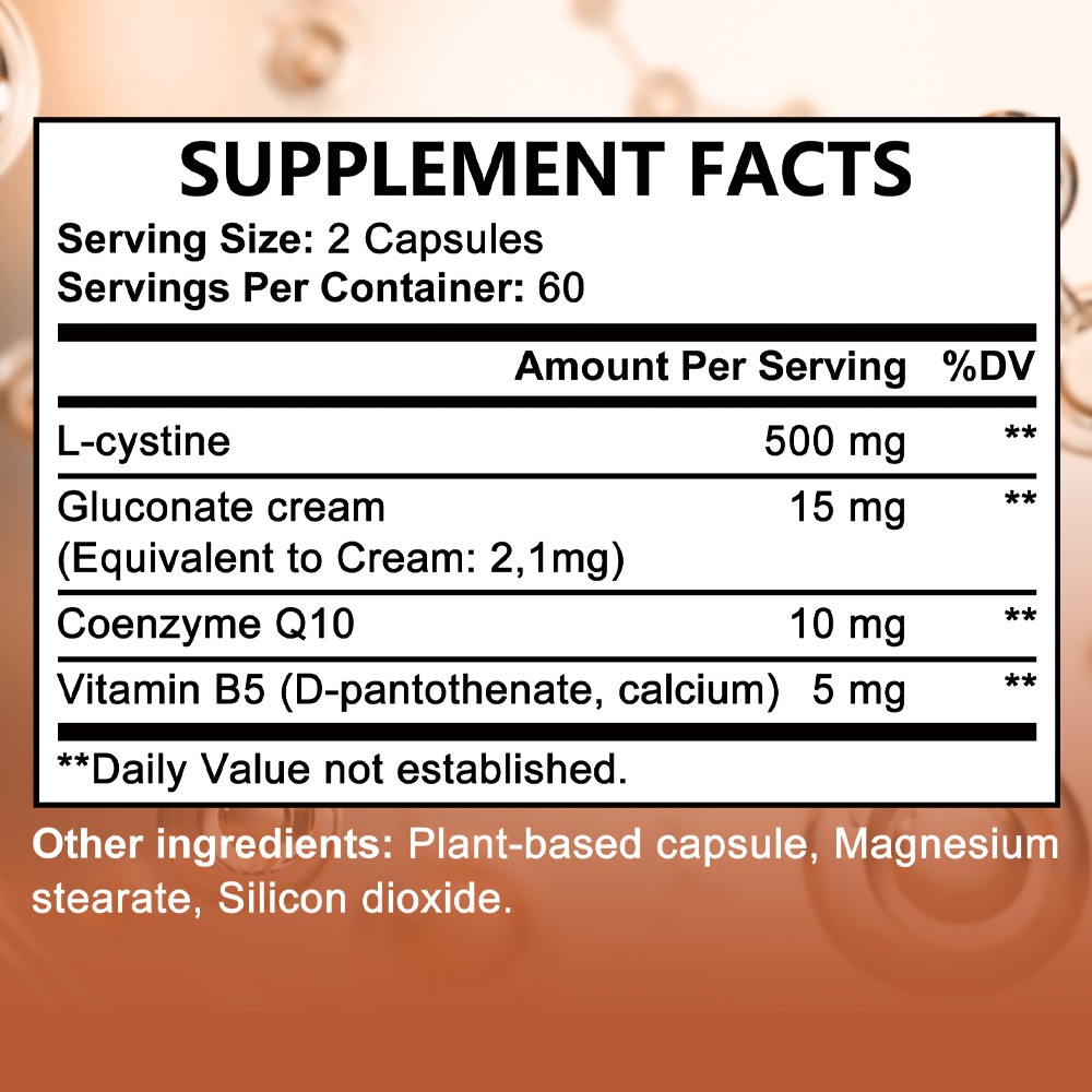 L-Cystine 500mg 30~120Caps – For Healthy Hair, Skin, Nails & Antioxidant Support