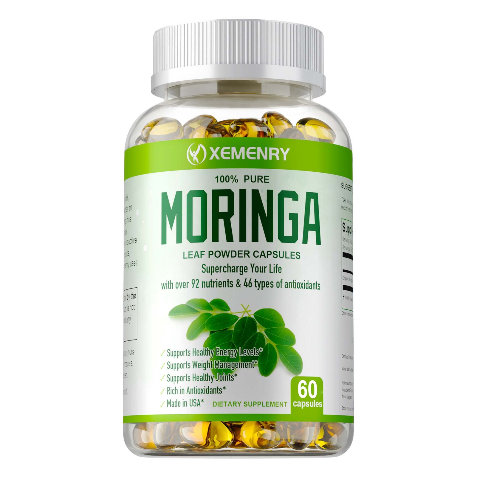 Moringa Capsules 1000mg – Organic,Natural,Anti-aging,Weight Loss,Green Superfood