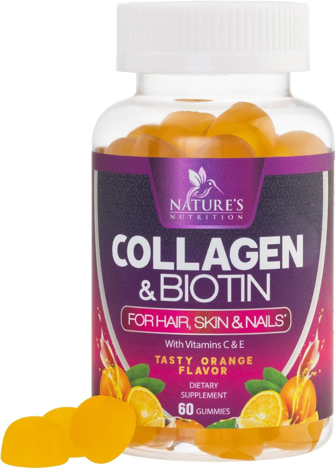 Collagen Gummies with 2500Mcg Biotin, Vitamin C & Zinc – Hydrolyzed Collagen Pep