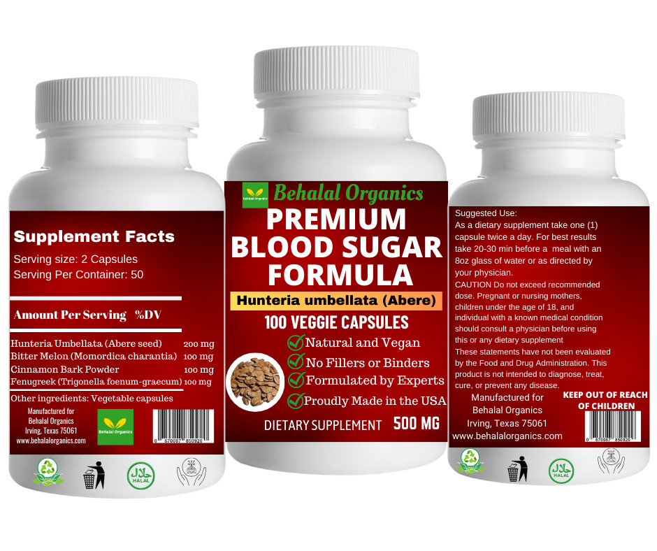 BLOOD SUGAR SUPPORT Abere, cinnamon, bittermelon & Fenugreek 100 capsules