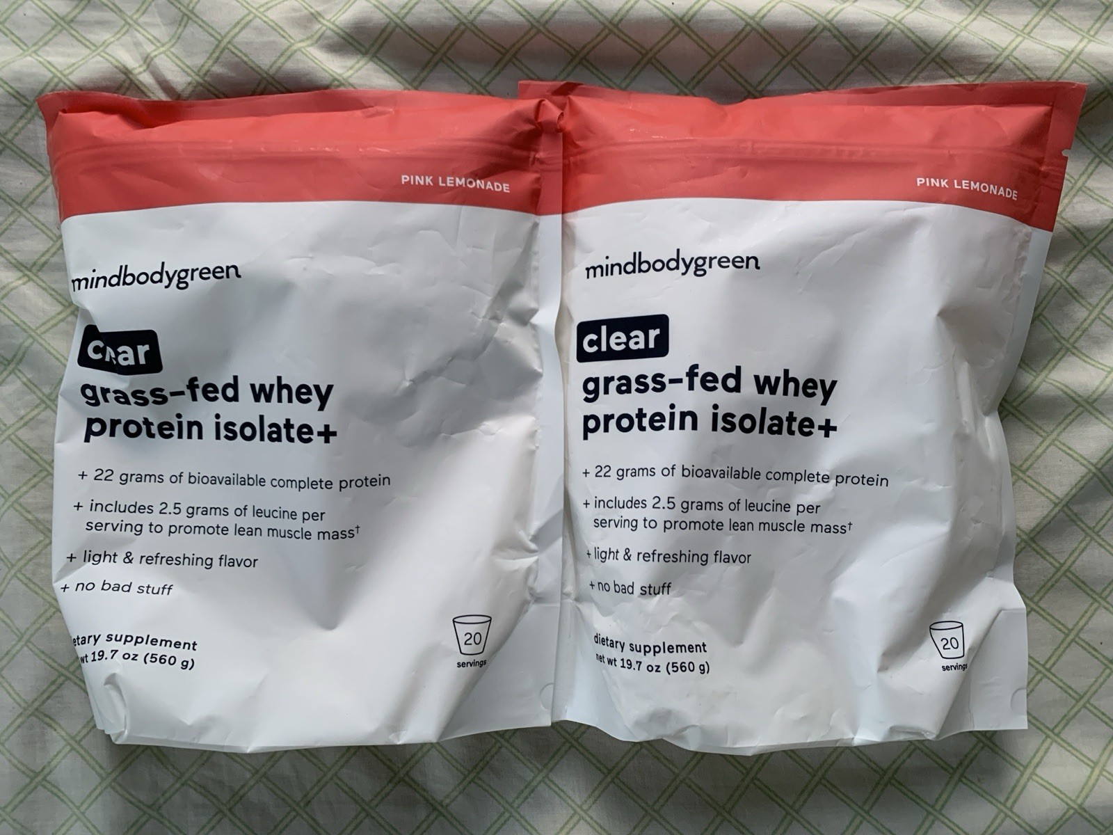 New MindBodyGreen Grass Fed Whey Protein Isolate+ Clear 20 Servings (one Unit)