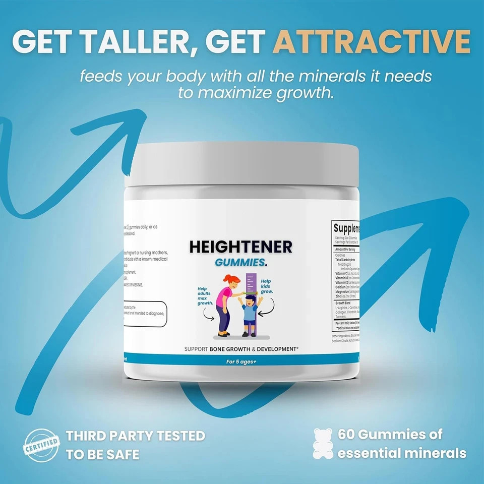 Heightener Gummies – organic Height Growth Supplement for Kids, Teens and Adu