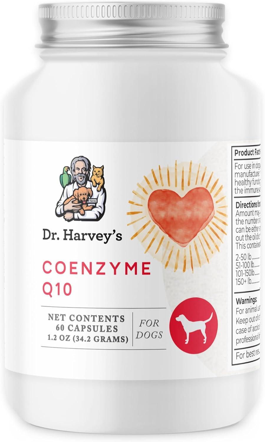 Coenzyme Q10 – Heart & Cardiovascular Support Supplements for Dogs, 60 Capsules
