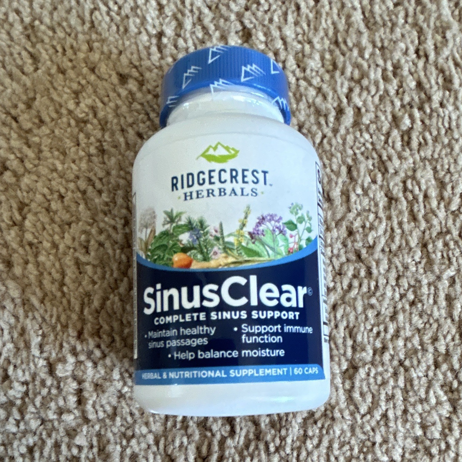 RidgeCrest Herbals SinusClear Sinus & Immune Support 60 Caps Exp 07/2029