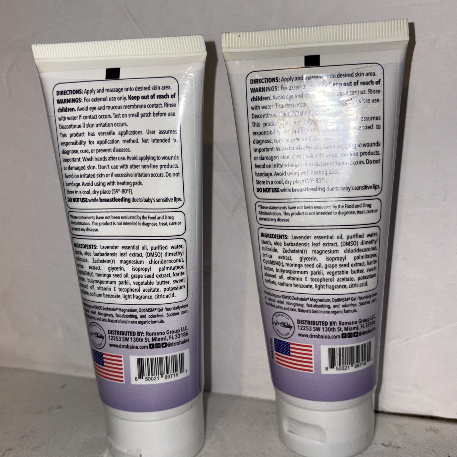 Three Pk Dr. Robaina DMSO Joint And Muscle Therapy Lavender Gel 4 Oz Exp 6/26