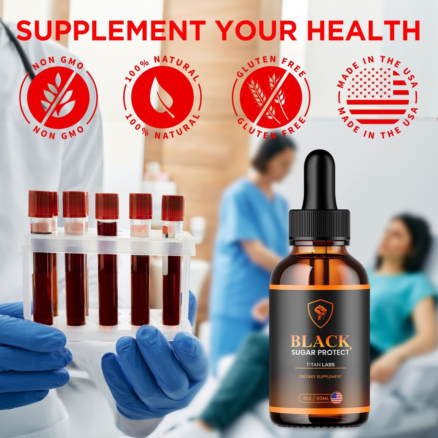 (5 Pack) Black Sugar Protect Drops Advanced Blood Support Supplement 150 Serving