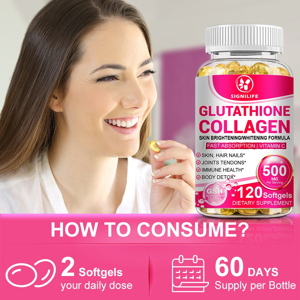 120 Capsules Collagen Glutathione Pills Whitening Skin Bleaching Lightening Best