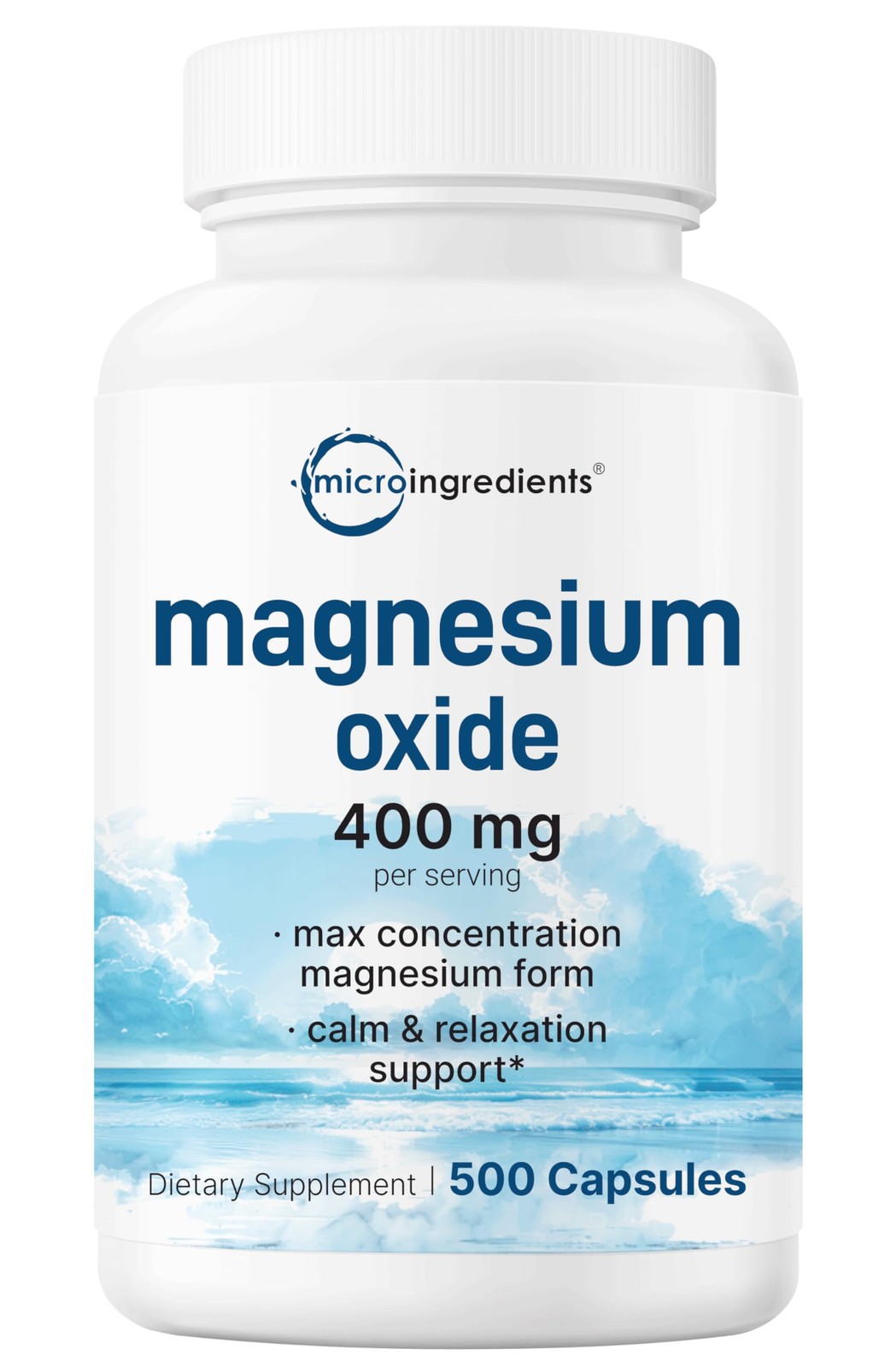 Magnesium Oxide 400mg, 500 Capsules | Elemental Form 500 Count (Pack of 1)