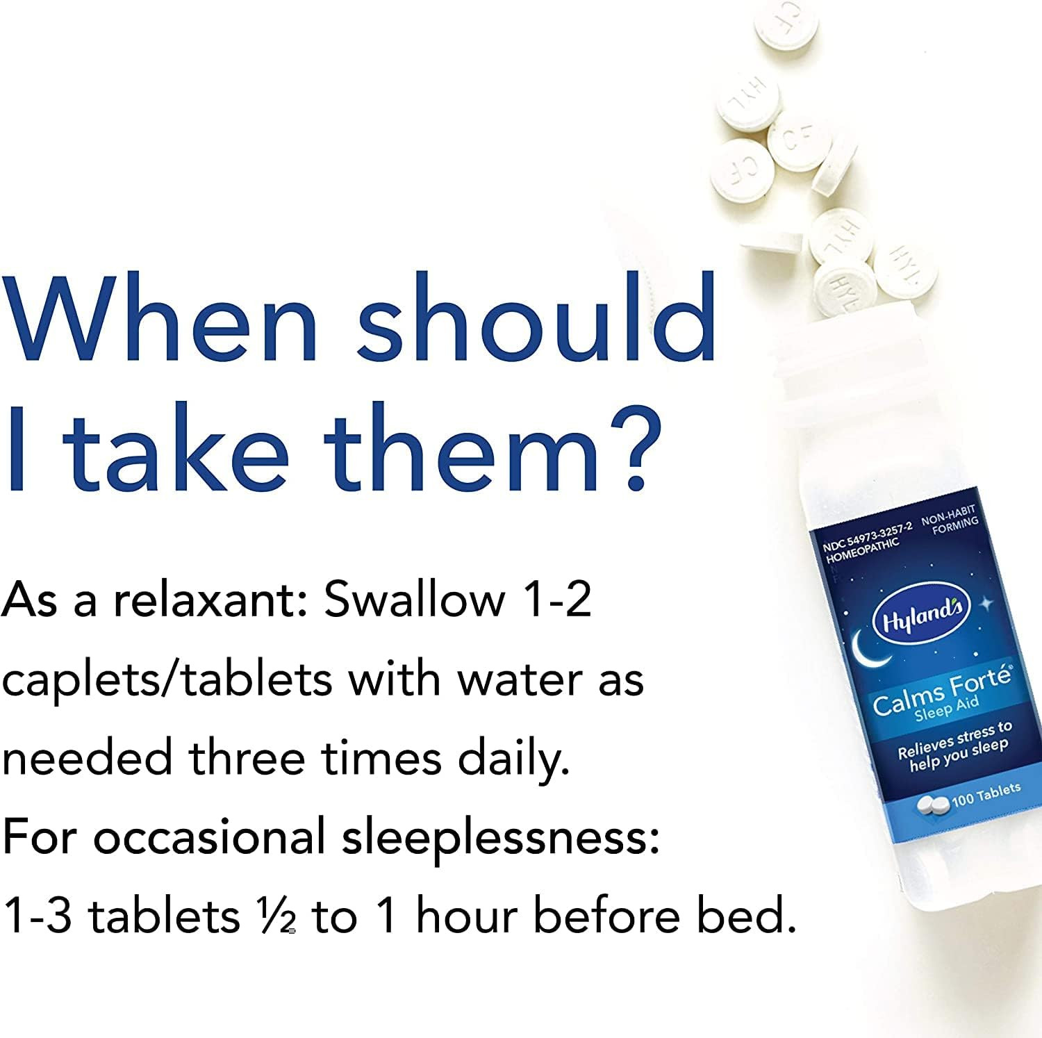 [ 2 Pack ] Hyland’s Calms Forte Sleep Aid 200 Tabs Total