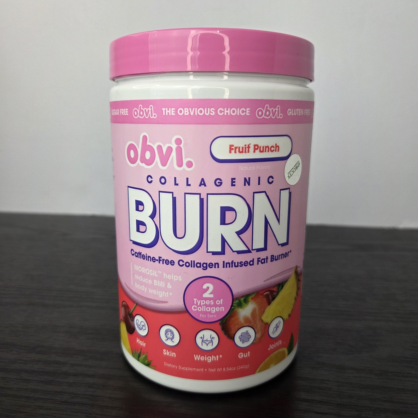 Obvi BURN Powder Collagen Infused Fat Burner Fruit Punch CaffeineFree BB 9/2026