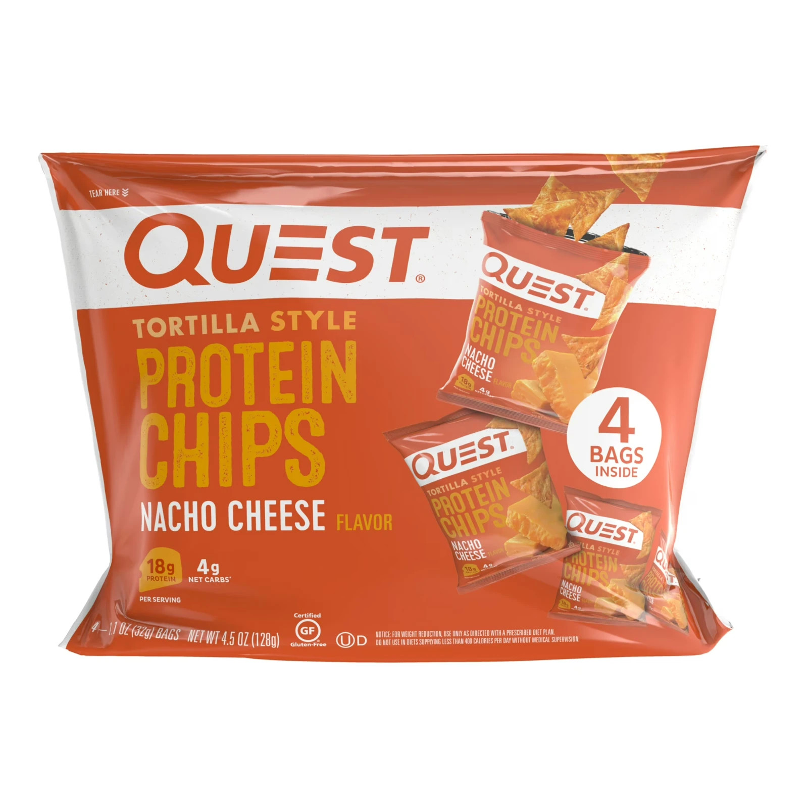 Quest Tortilla Style Protein Chips – Nacho Cheese (8 Bags)