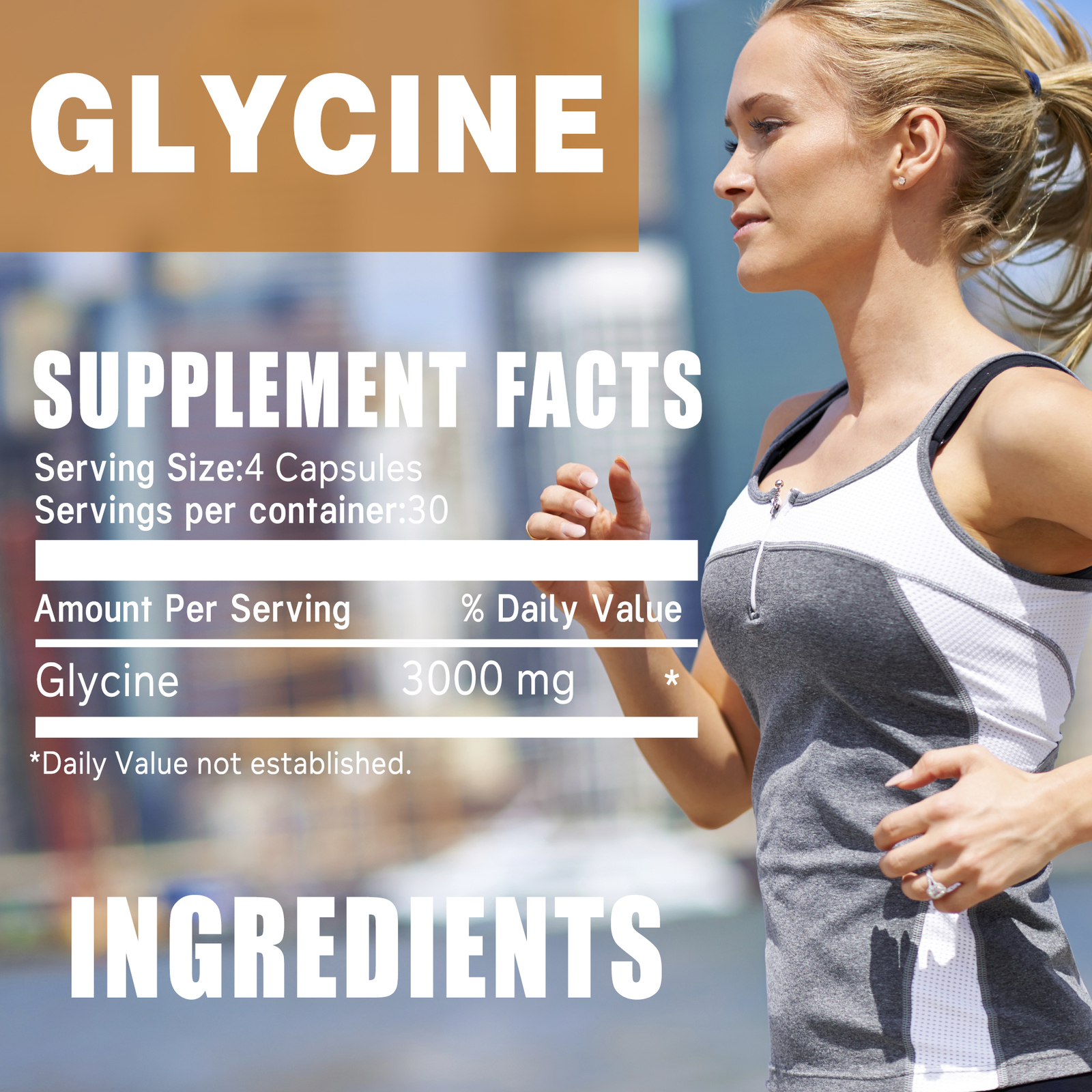 Glycine 3000mg – Sleep,Muscle Support Stress & Anxiety Relief, High Strength