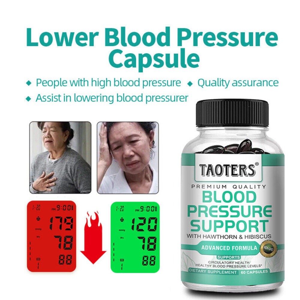 Blood Pressure Support, High BP Supplement with 13 Vitamins & Herbs – 60 Capsule