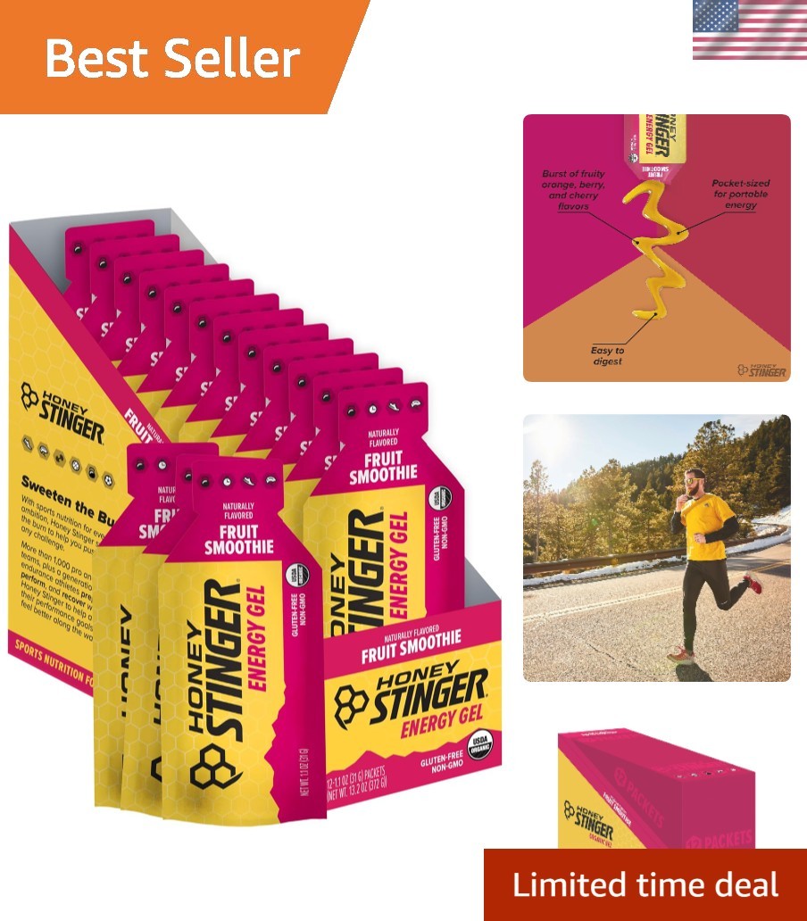 USDA Organic Fruit Smoothie Energy Gel – 12 Pack for Endurance Performance