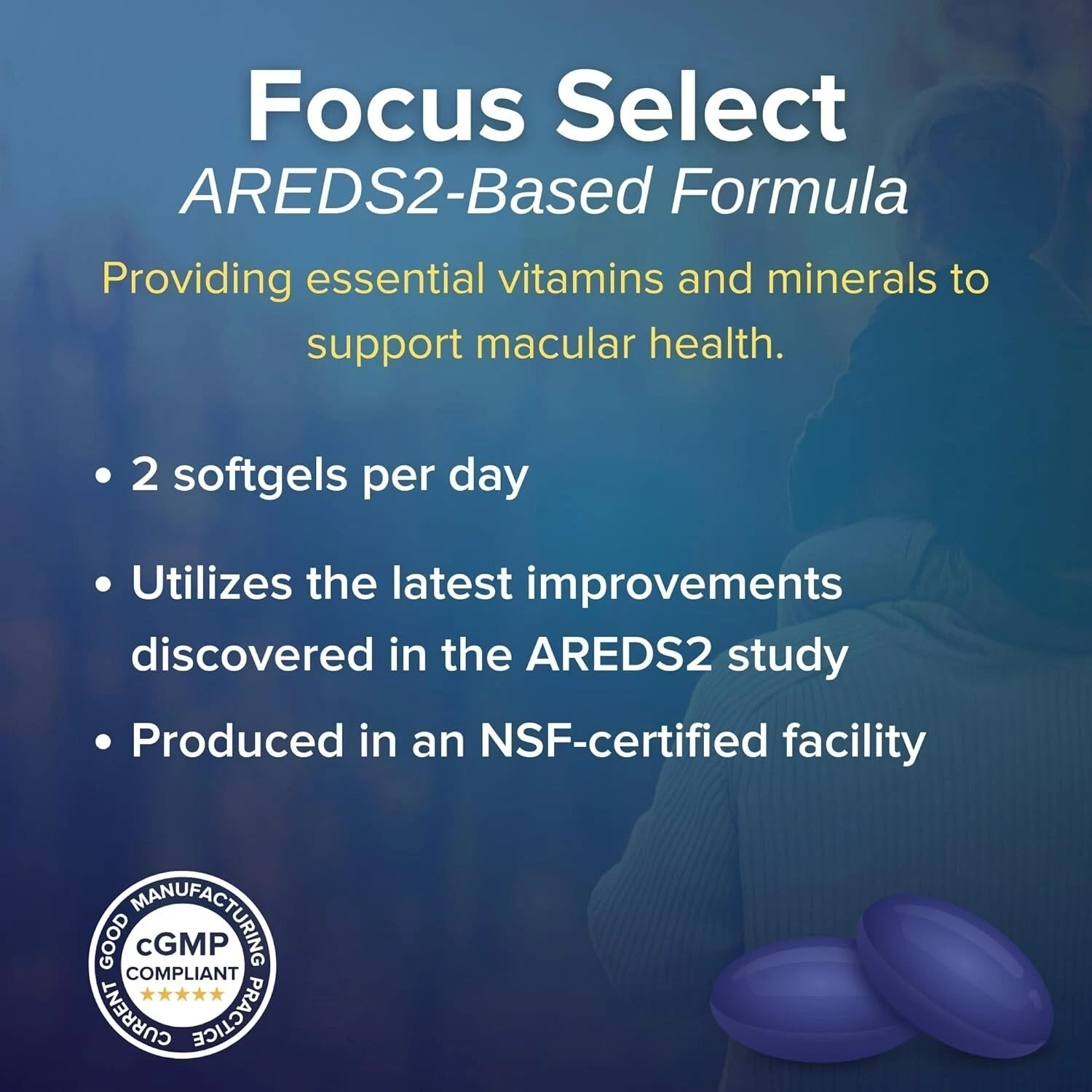 Focus Select AREDS2 Based Eye Vitamin-Mineral Supplement-180 Caps-EXP 02/11/2027
