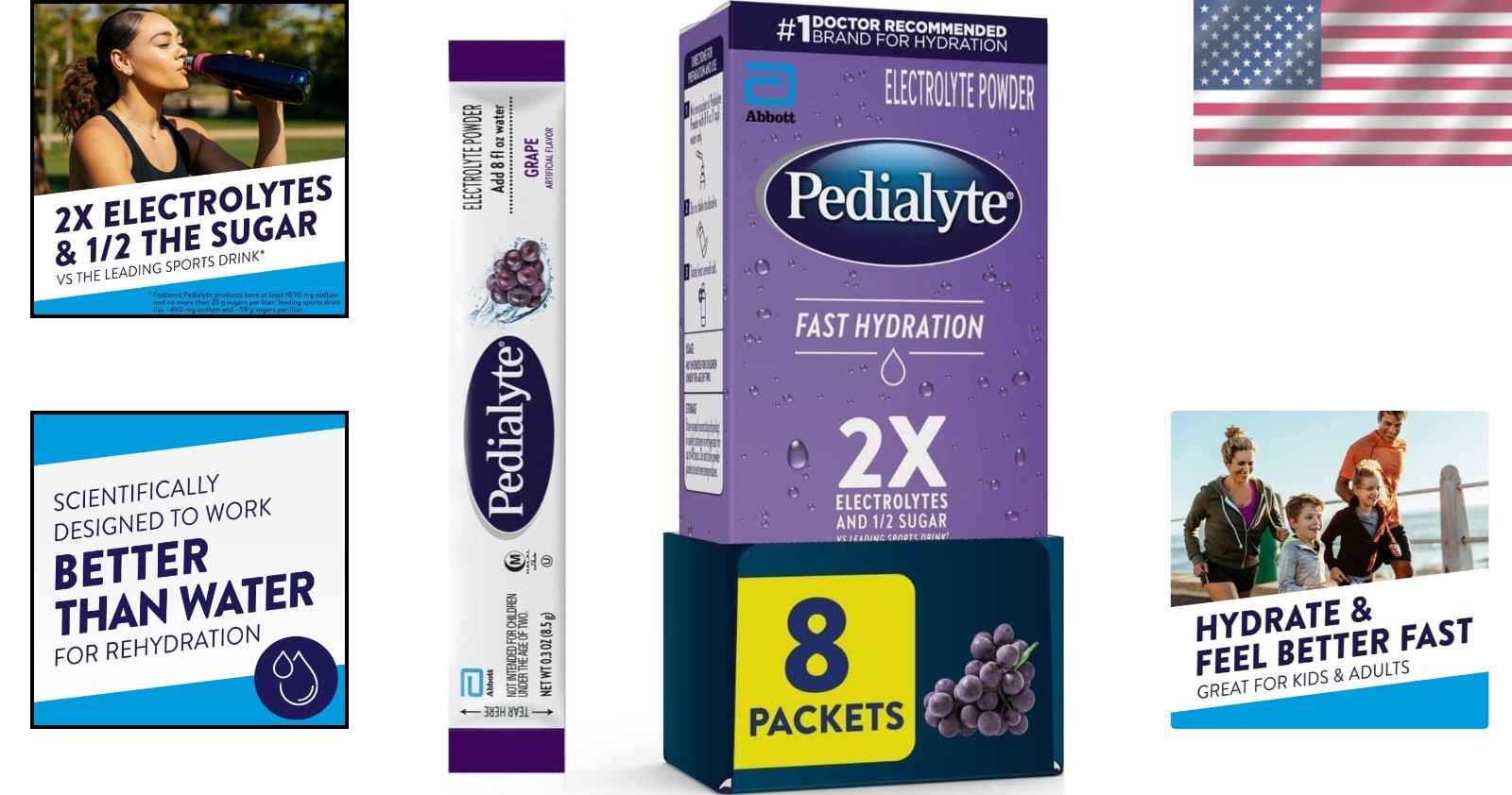 Convenient 8-Pack Grape Electrolyte Powders – Hydration for Active Lifestyles