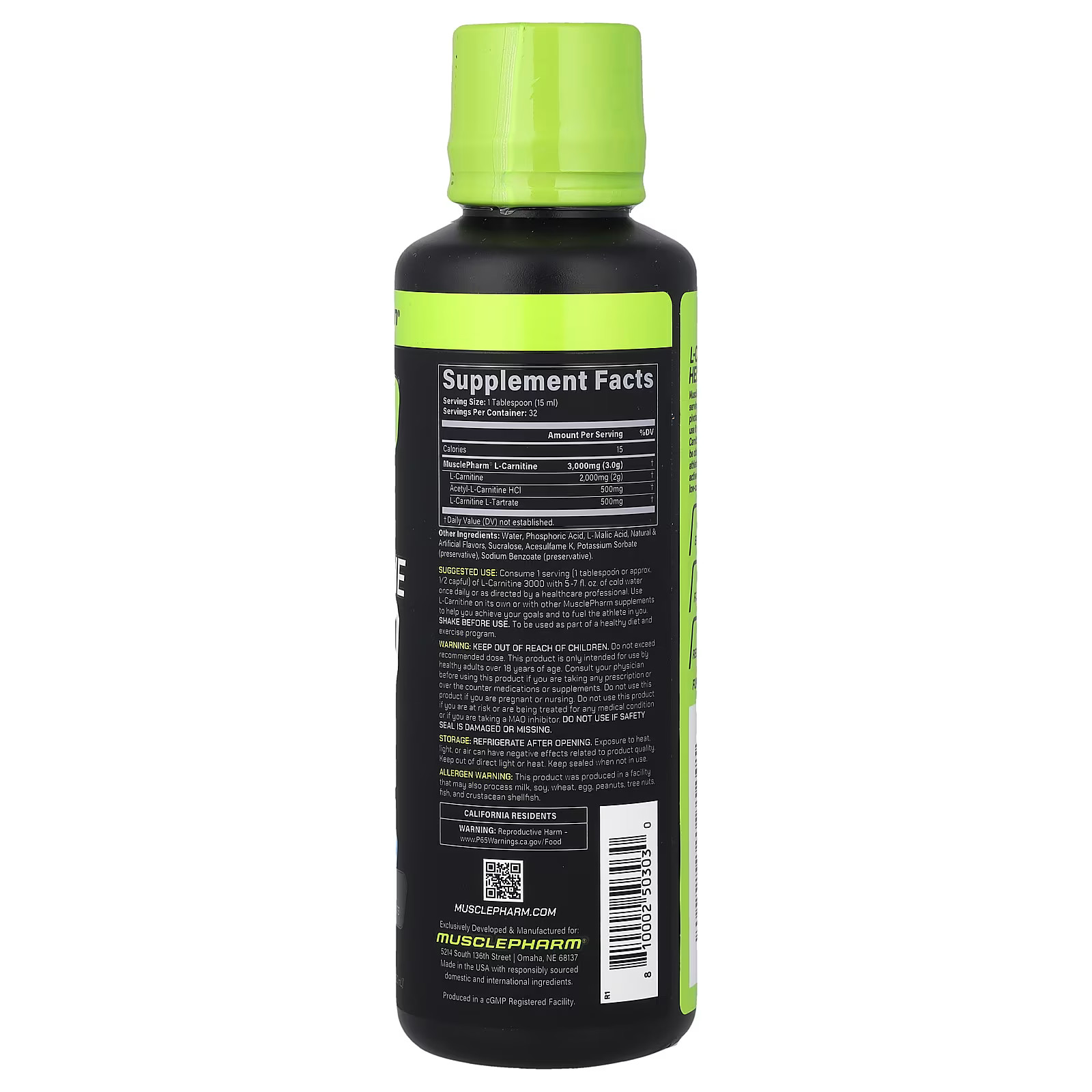 2 X MusclePharm, Select L-Carnitine 3000, Blue Raspberry, 16 fl oz (480 ml)