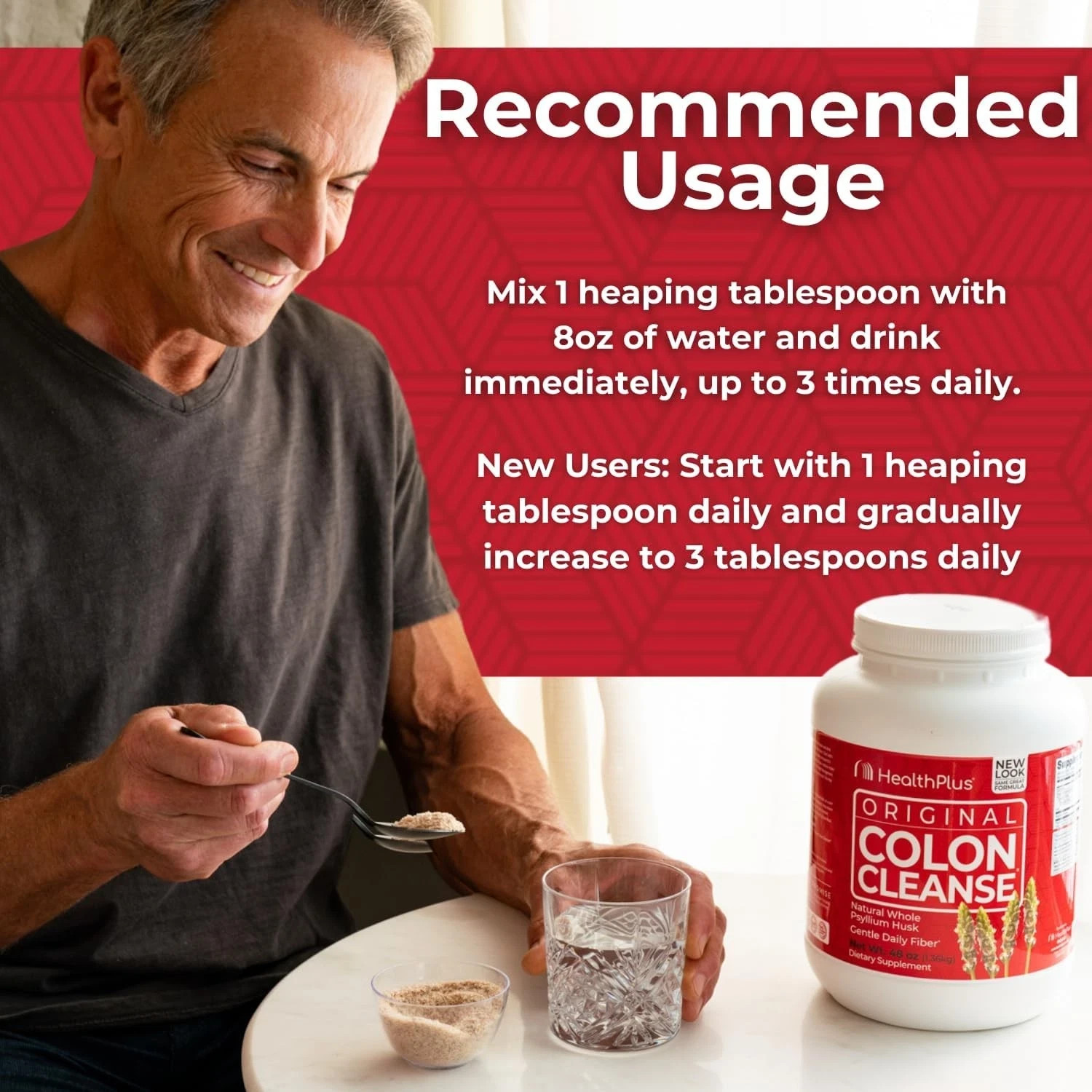 Health Plus Original Colon Cleanse – Psyllium Husk Powder – 48 oz –