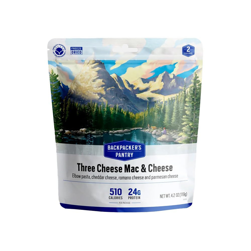 Three Cheese Mac and Cheese 28g Protein Lightweight Camping Meal Pouch