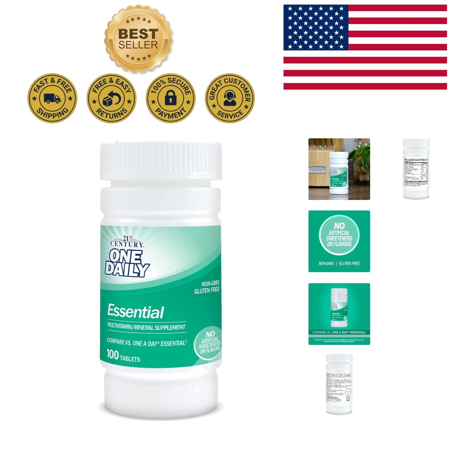 100 Count Essential Multivitamin Tablets for Adults – Daily Nutritional Support