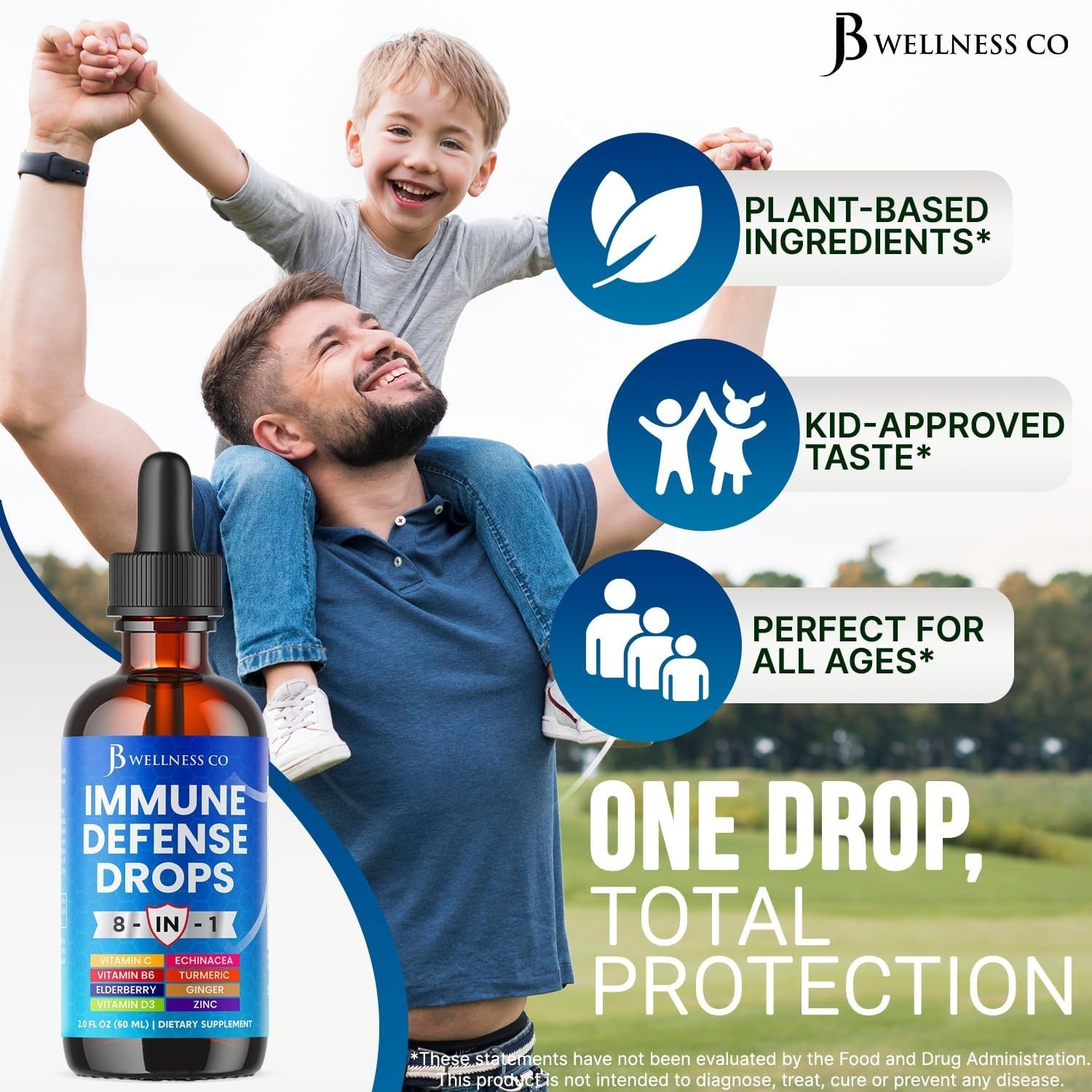 3PK Immune Defense Supplement Elderberry, Echinacea, Turmeric Curcumin, Zinc