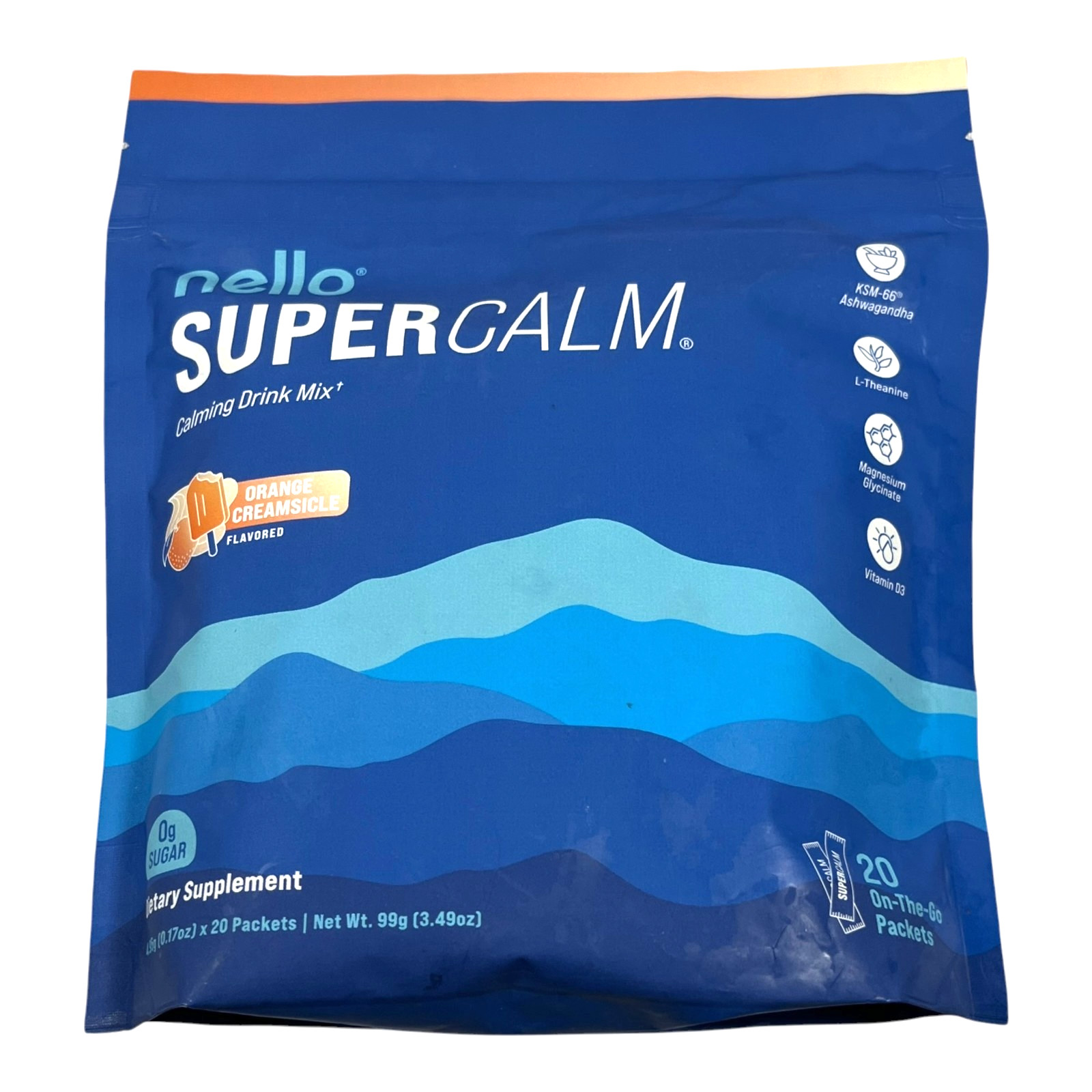Nello SuperCALM Calming Drink Orange Creamsicle 20 Packets Ashwagandha EX 01/27