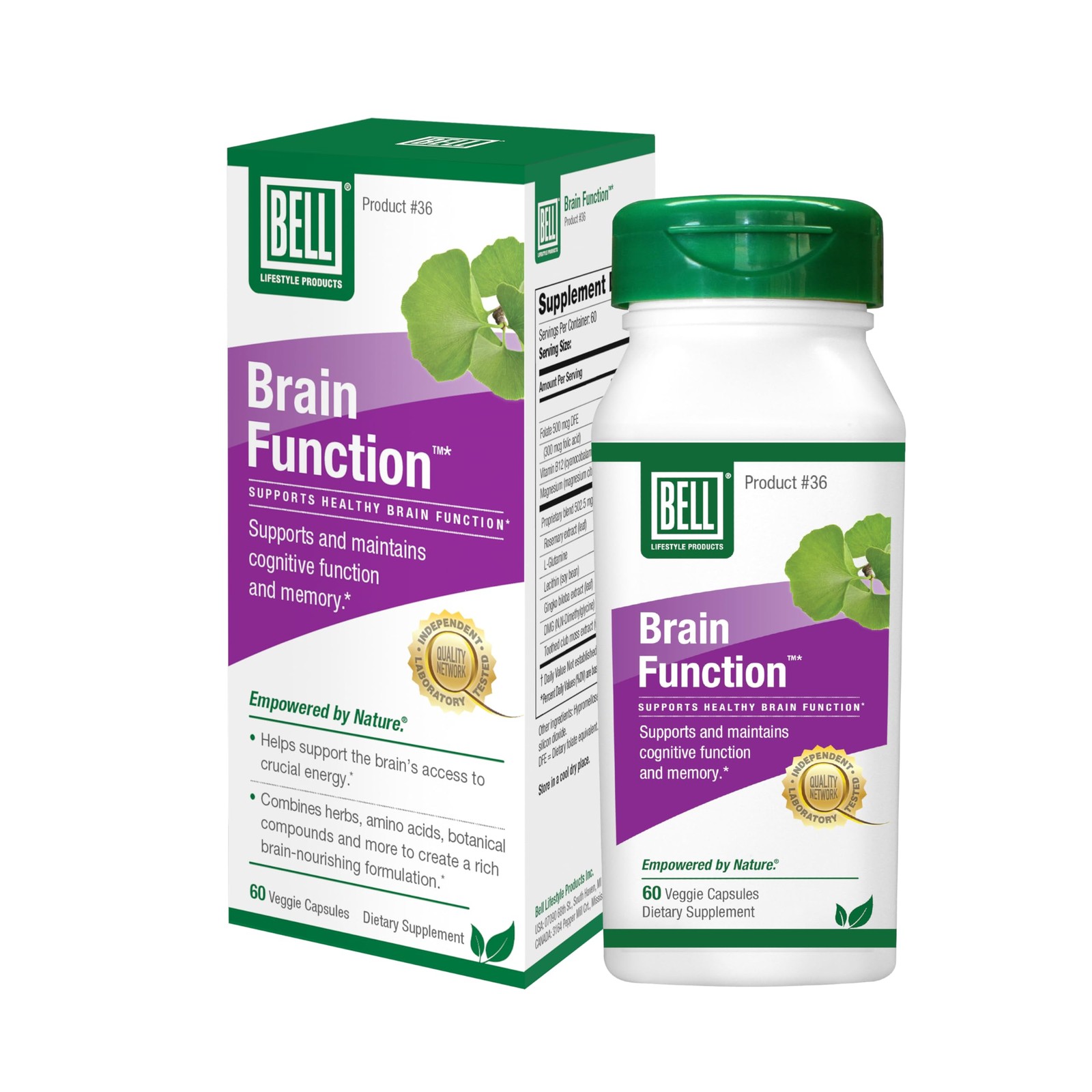 Bell Brain Function Lifestyle, Supports Cognitive Health 60 Count (Pack of 1)