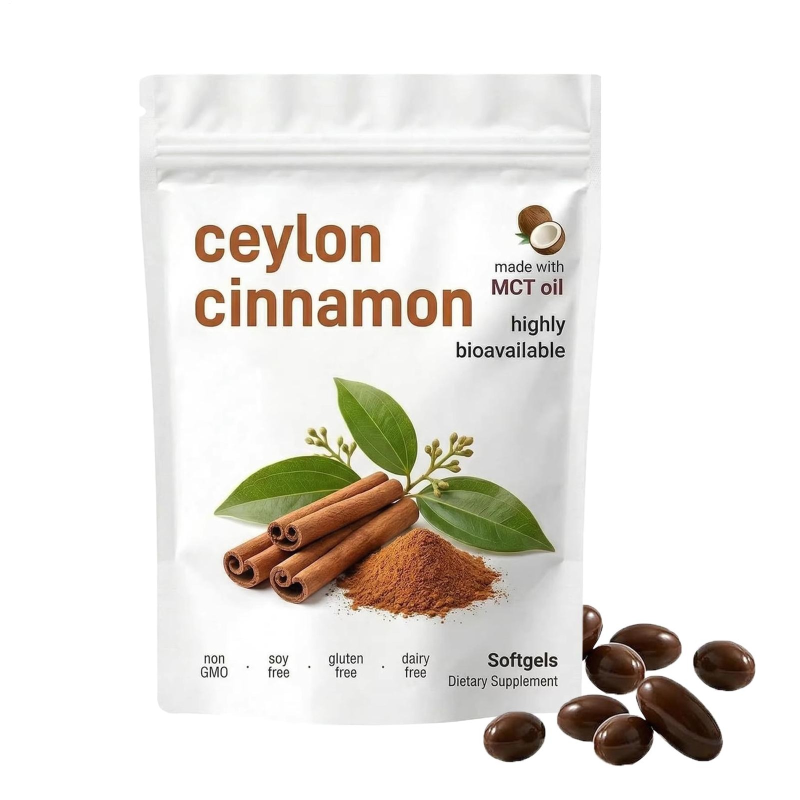 Ceylon Elorita Cinnamon Softgels – 300 Softgels – Non-GMO, Gluten Free Supplemen