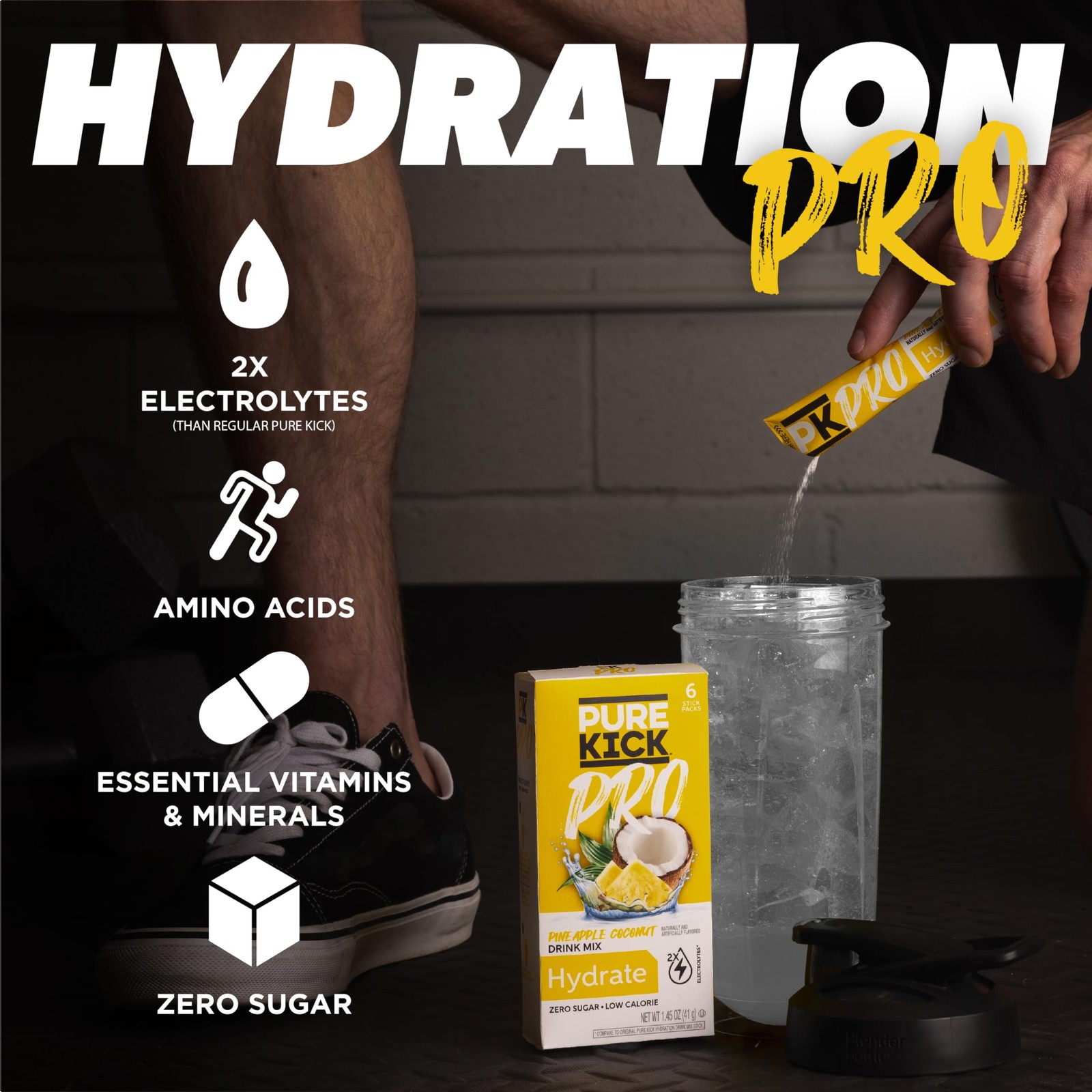 PURE KICK PRO Hydration Electrolyte Drink Mix, 0.24 Ounce (Pack of 6)