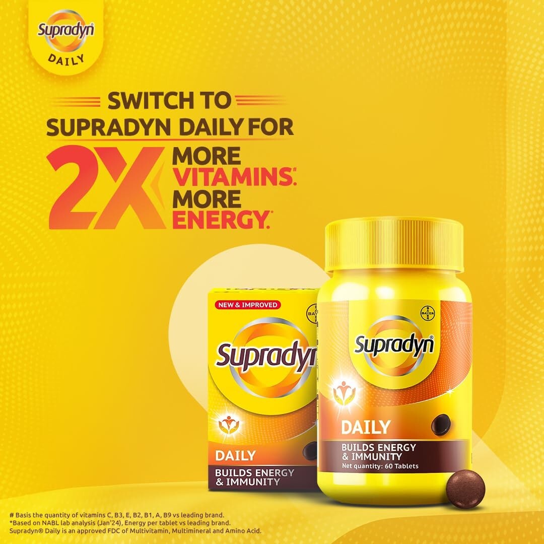 Supradyn Daily Multivitamin with Biotin for Daily Immunity & 2X Energy 60 tablet