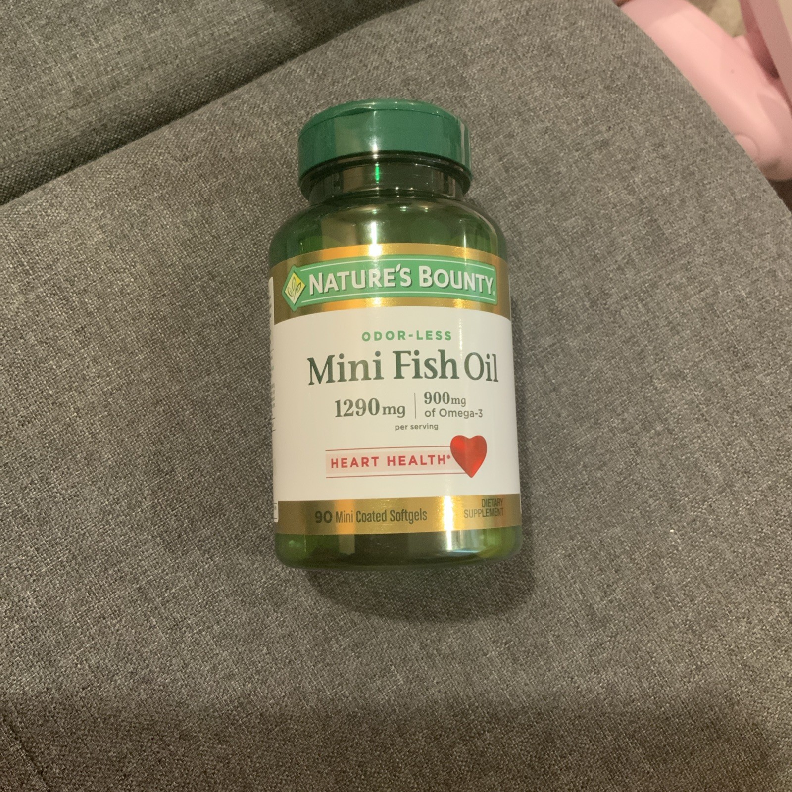 Nature’s Bounty Mini Fish Oil, 1290 mg, 900 mg of Omega-3, 90 Mini Coated Soft