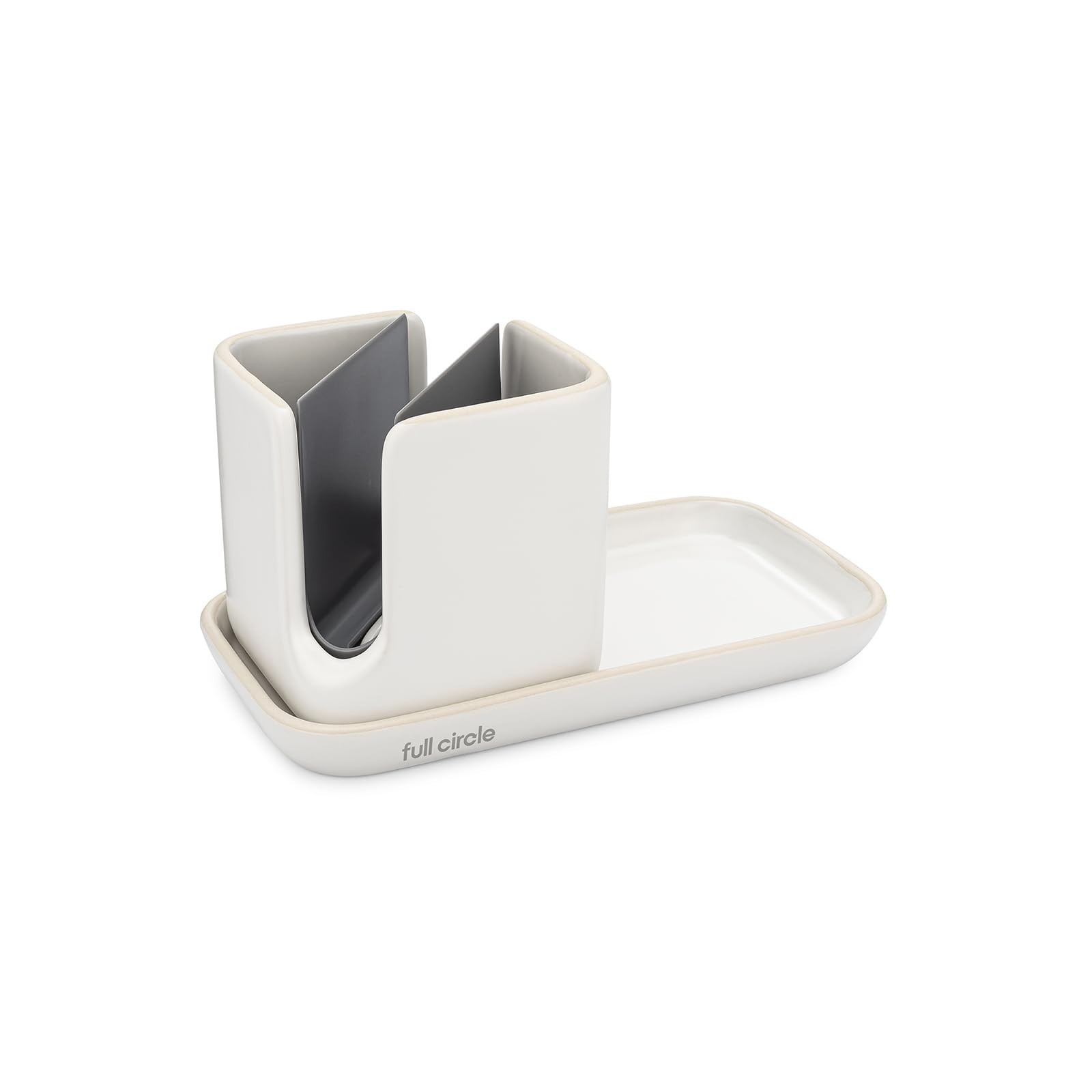 Full Circle Stash, Ceramic Kitchen Sink Caddy, Stylish Sponge Holder & Dish B…