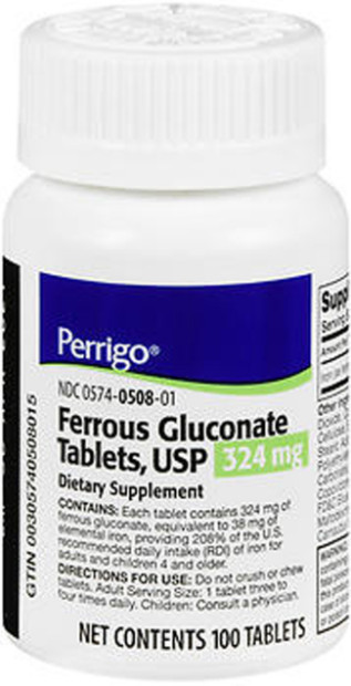 Ferrous Gluconate 324mg Iron Deficiency Supplement Generic Fergon100ct EXP 09/25