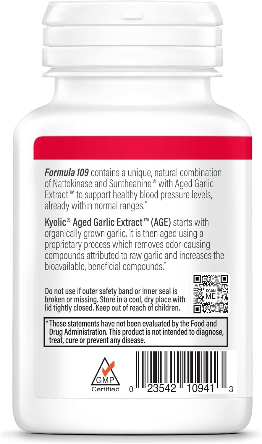Kyolic Aged Garlic Extract Blood Pressure Support, Formula 109, 80 caps