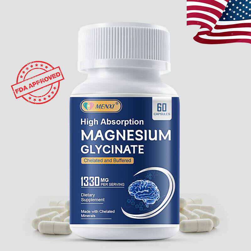 Magnesium Glycinate 1330mg Hard Capsules – Stress Relief & Better Sleep 60PCS