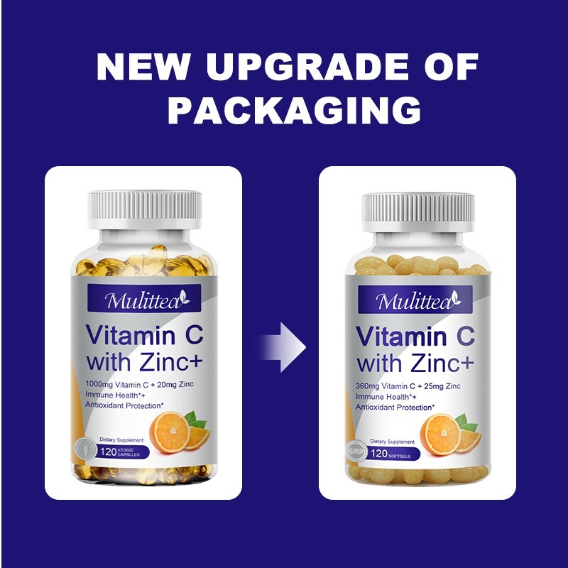 Vitamin C 360mg with Zinc 15mg – Immune & Antioxidant Support, 120 Softgels