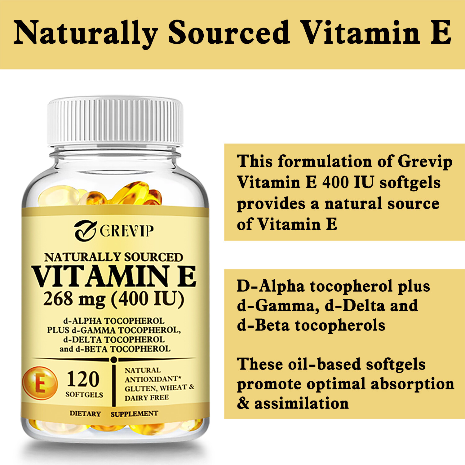 Naturally Sourced Vitamin E – for Skin, Heart, Brain, and Immune System Health