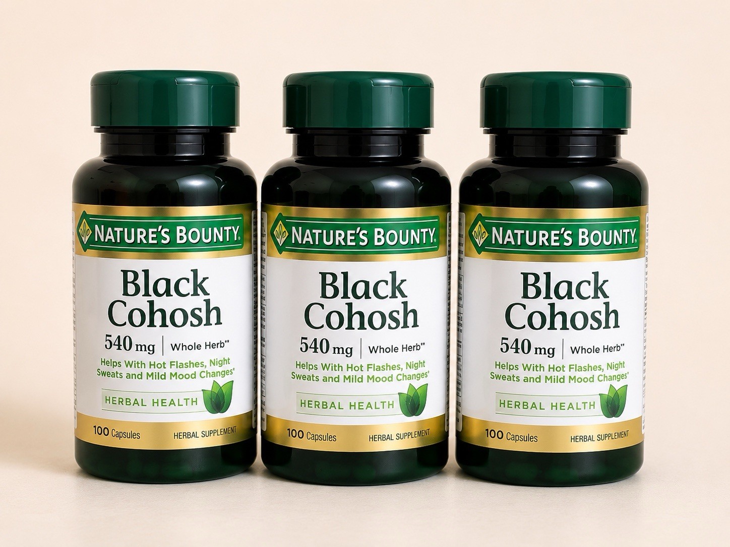 3 Nature’s Bounty Black Cohosh 540mg 100 Caps New Sealed Exp 05/2029
