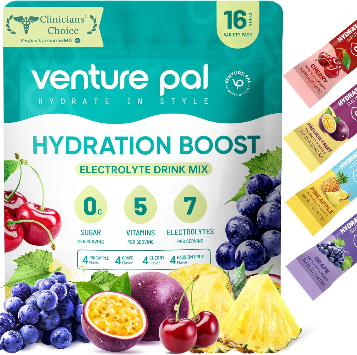 Electrolyte Powder Packets Liquid Daily IV Drink Mix Rapid Hydration 5Vitamins