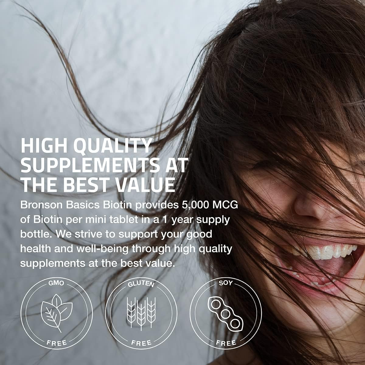 Bronson Biotin 5,000 MCG Hair Skin Nails & Energy Non-Gmo 360 Vegetarian Tablets