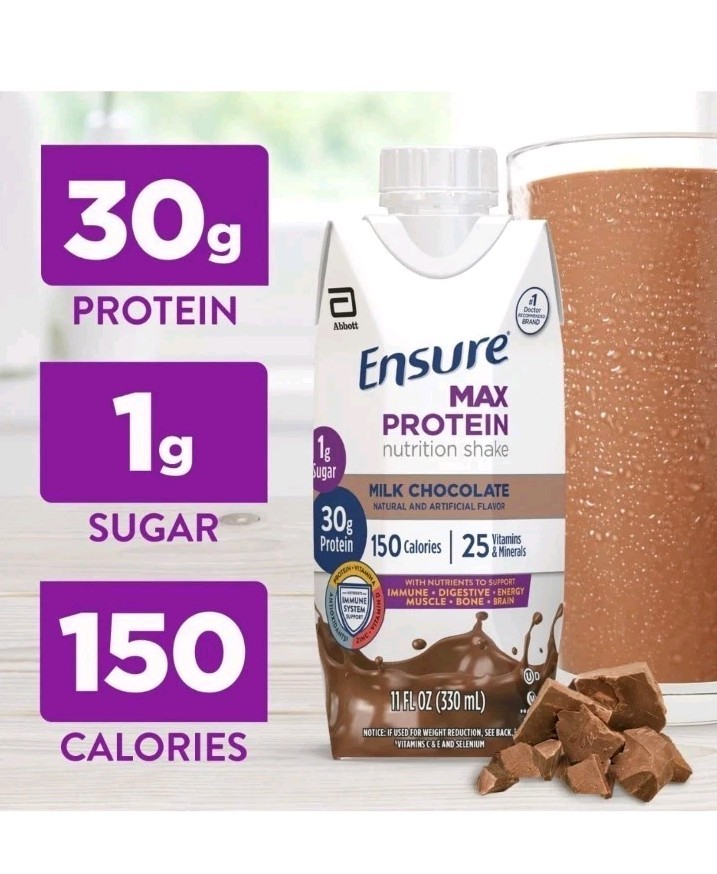 Ensure Max Protein Nutrition Shake Milk Chocolate 12 Pack New
